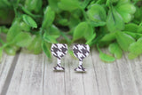 Houndstooth Wine Glasses • Stud Earrings Aaria Tees