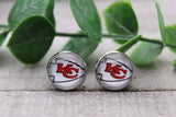 KC Chiefs Football - White Arrow Glass Stud Earrings Aaria Tees