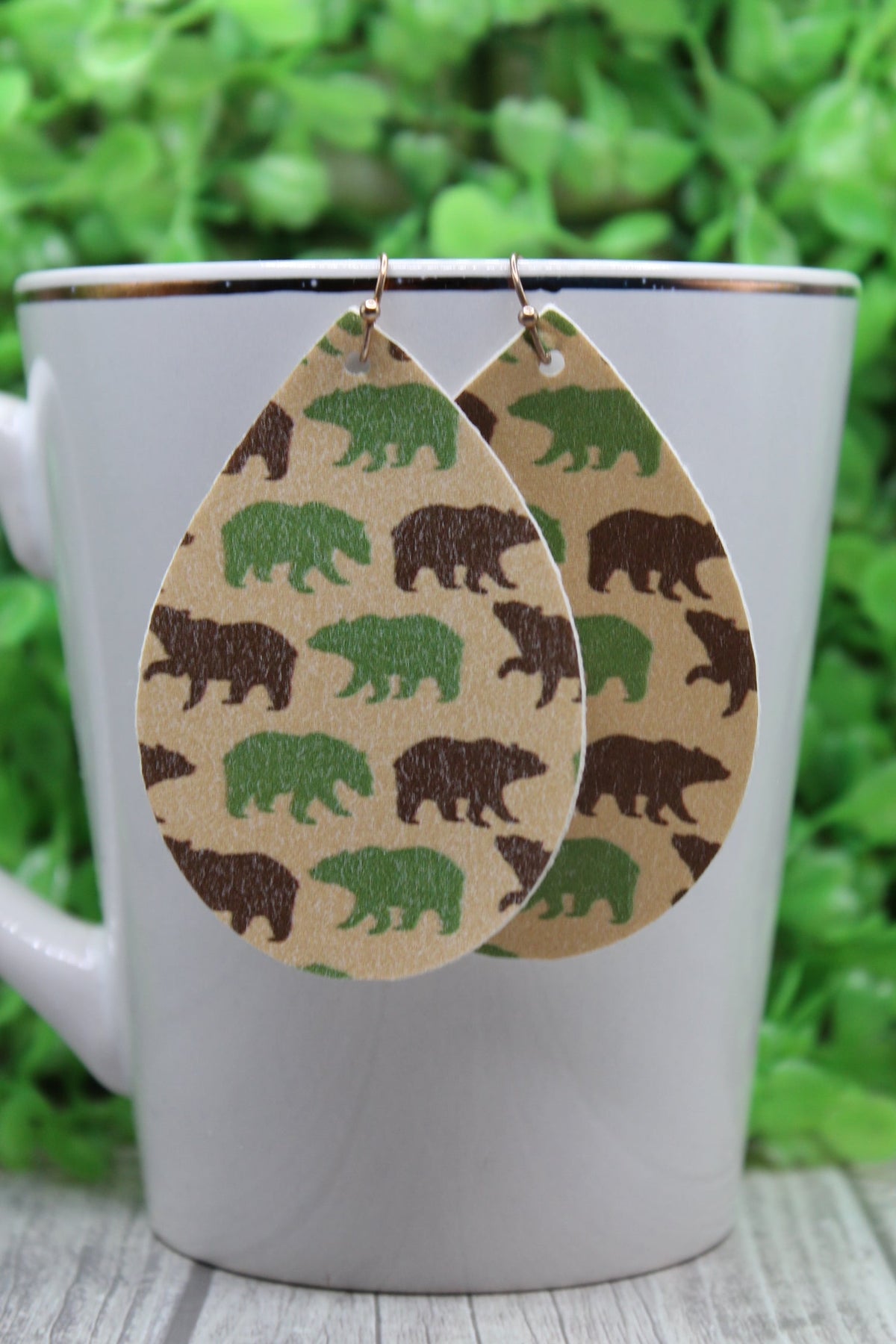 Bears on Brown Teardrop Earrings