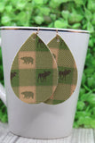 Bear and Moose Plaid Teardrop Earrings Aaria Tees