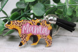 Mama Bear Sunflowers & Leopard Tassel Keychain Aaria Tees