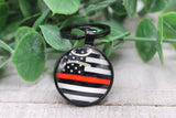 Red Line Flag Round Keychain Aaria Tees