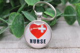 Nurse Round Keychain Aaria Tees