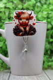 Cow with Hearts and Black Tutu Badge/ID Holder with Alligator Clip Aaria Tees