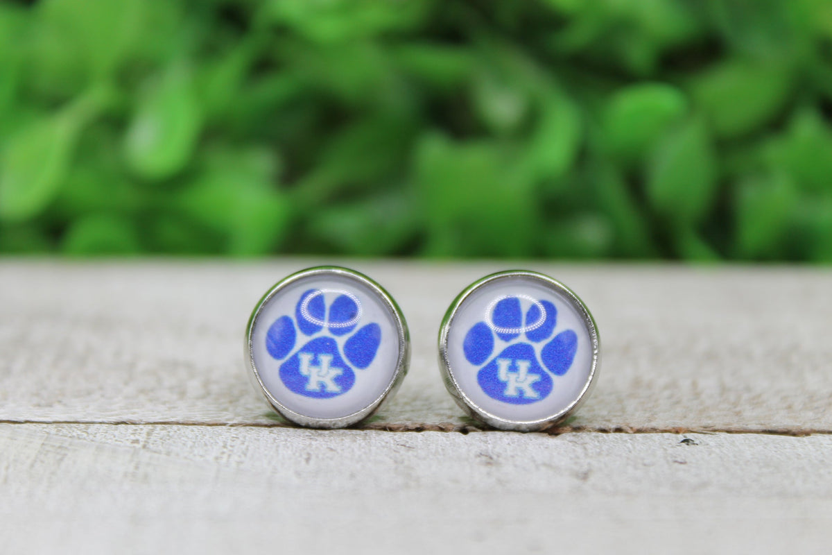 Kentucky Wildcats Paw Print • Stud Earrings
