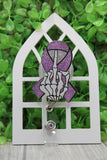 Middle Finger to Breast Cancer Ribbon Badge/ID Holder Reel Aaria Tees