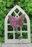 Pancreatic Cancer Butterfly • Badge/ID Holder with Alligator Clip Aaria Tees