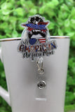 All American Air Force Mom • Badge/ID Holder with Alligator Clip Aaria Tees
