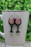 Rose Wine Glasses • Dangle Earrings Aaria Tees