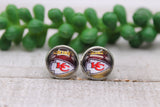 KC Chiefs Football - Ombre || 12mm Glass Stud Earrings || Hypoallergenic Aaria Tees