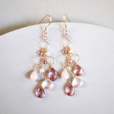 Pink Gemstone Waterfall Earrings Aaria Tees