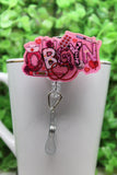OBGYN Pink Glitter • Badge/ID Holder with Alligator Clip Aaria Tees