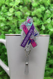 Thyroid Cancer Awareness • Badge/ID Holder with Alligator Clip Aaria Tees
