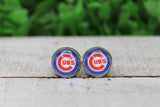 Baseball Cubs Circle Glass Stud Earrings Aaria Tees