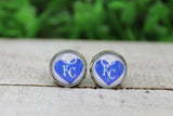 Baseball, KC Royals Blue Heart • Stud Earrings Aaria Tees
