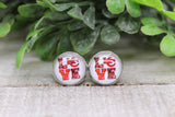 KC Chiefs Football - LOVE || 12mm Glass Stud Earrings || Hypoallergenic Aaria Tees