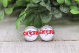Football - KC Chiefs Small Arrow || 12mm Glass Stud Earrings || Hypoallergenic Aaria Tees