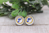 St Louis Blues Hockey || 12mm Glass Stud Earrings || Hypoallergenic Aaria Tees