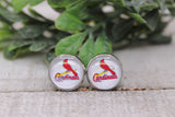St Louis Cardinals || 12mm Glass Stud Earrings || Hypoallergenic Aaria Tees