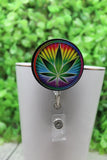Tie Dye Green Leaf Badge/ID Holder Reel Aaria Tees
