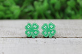 4-H Clover Stud Earrings Aaria Tees