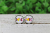 LOVE Softball Glass Stud Earrings Aaria Tees