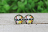 MAMA of Both Softball Baseball Glass Stud Earrings Aaria Tees
