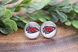 KC Chiefs Football - Leopard Arrow || 12mm Glass Stud Earrings || Hypoallergenic Aaria Tees
