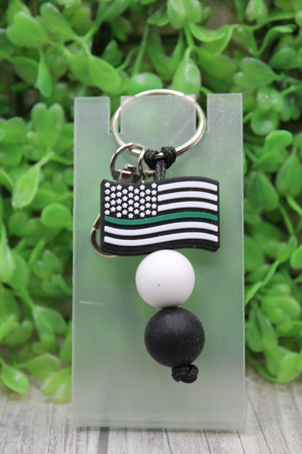 Green Line Flag Silicone Bead Keychain