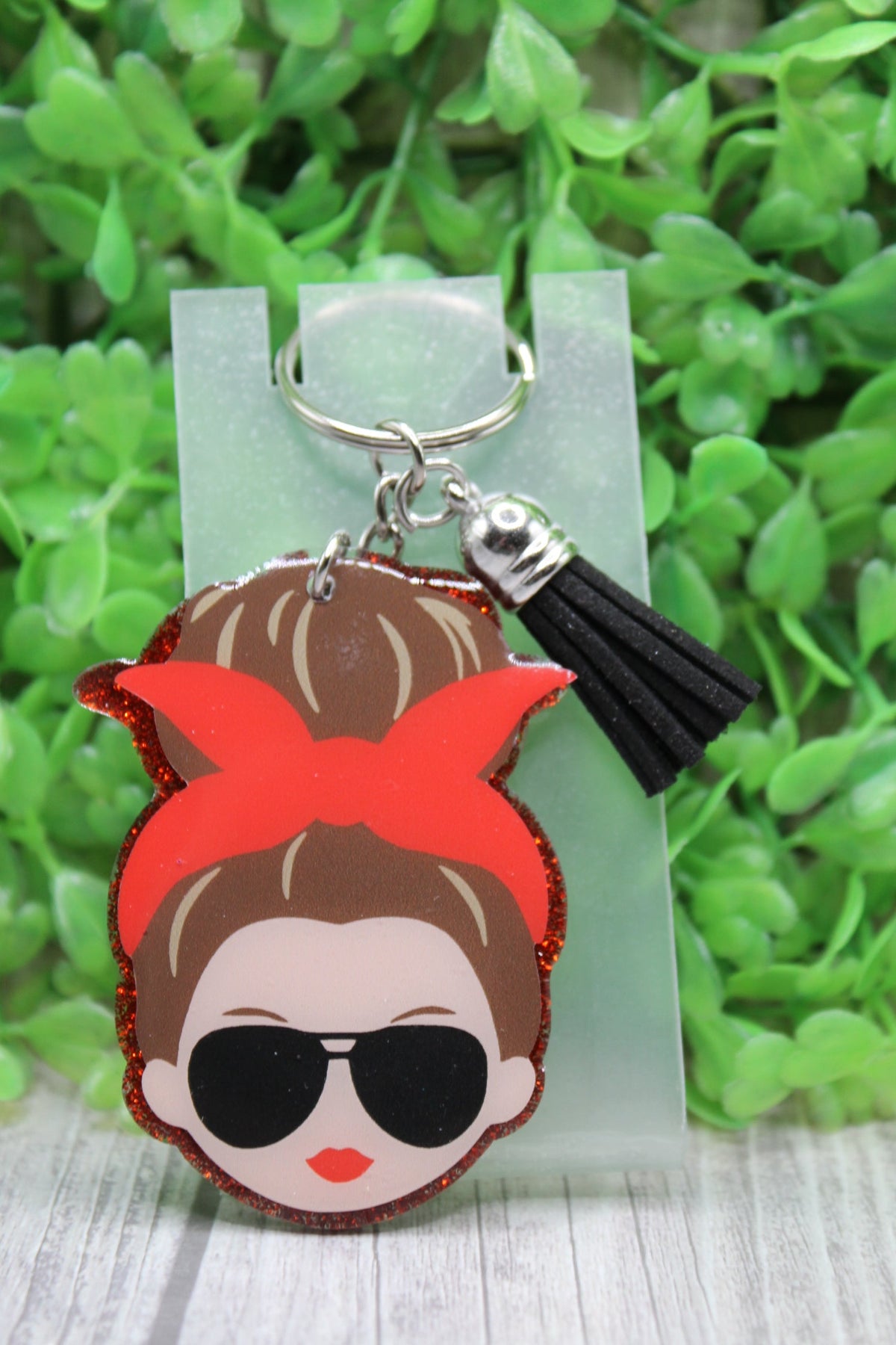 Messy Bun & Sun Glasses Acrylic Keychain