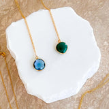 London Blue Quartz and Green Onyx Drop Pendants Aaria Tees