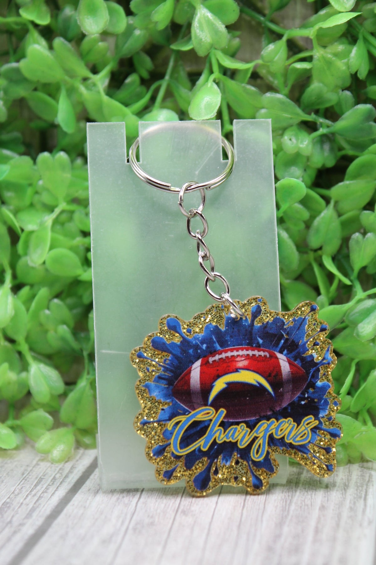Chargers Paint Splatter Keychain