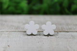White Flower Stud Earrings Aaria Tees