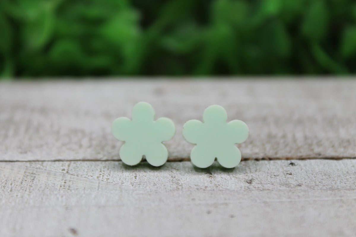 Green Flower Stud Earrings