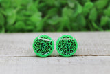 Neon Green Leopard Circle Stud Earrings Aaria Tees