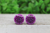 Neon Purple Leopard Circle Stud Earrings Aaria Tees