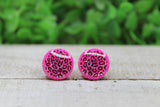 Neon Pink Leopard Circle Stud Earrings Aaria Tees