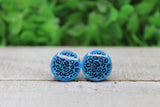 Neon Blue Leopard Circle Stud Earrings Aaria Tees