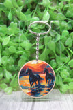 Horses Running Sunset Keychain Aaria Tees