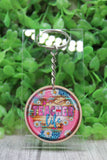 Pink & Turquoise Teacher Life Wooden Keychain Aaria Tees