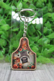 Floral Cow Cow Tag Wooden Keychain Aaria Tees