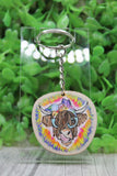 Tie Dye Highland Cow Wooden Keychain Aaria Tees