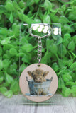 Highland Cow in a Bucket Wooden Keychain Aaria Tees