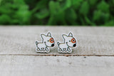 White Dog Stud Earrings Aaria Tees