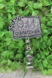 911 Dispatcher Silver Glitter Badge/ID Holder Reel Aaria Tees