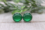 Green Cat's Eye Stud Earrings Aaria Tees