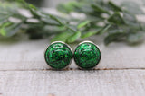 Green Confetti Dome Stud Earrings Aaria Tees