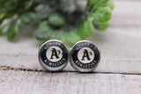 Athletics Baseball || 12mm Glass Stud Earrings || Hypoallergenic Aaria Tees