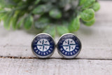 Mariners Baseball || 12mm Glass Stud Earrings || Hypoallergenic Aaria Tees