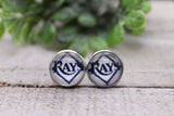 Rays Baseball || 12mm Glass Stud Earrings || Hypoallergenic Aaria Tees